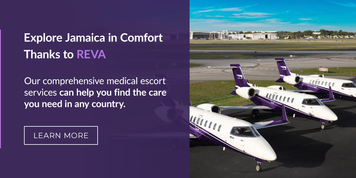 REVA planes with text explaining how to explore Jamaica safely