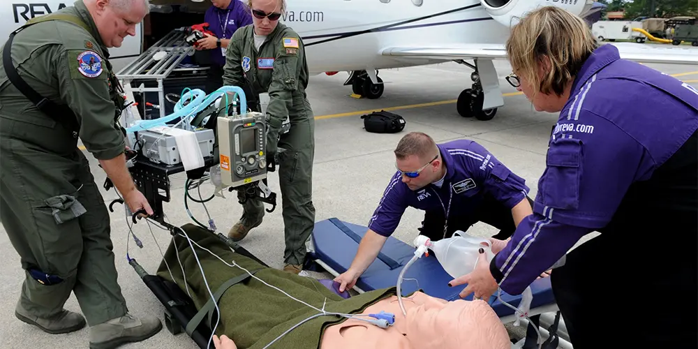 the medical escort air travel team is ready to leap into action and save lives