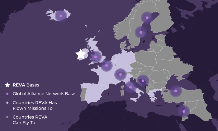 reva's coverage area in Europe